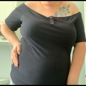 Torrid size 3, black shirt with exposed shoulders